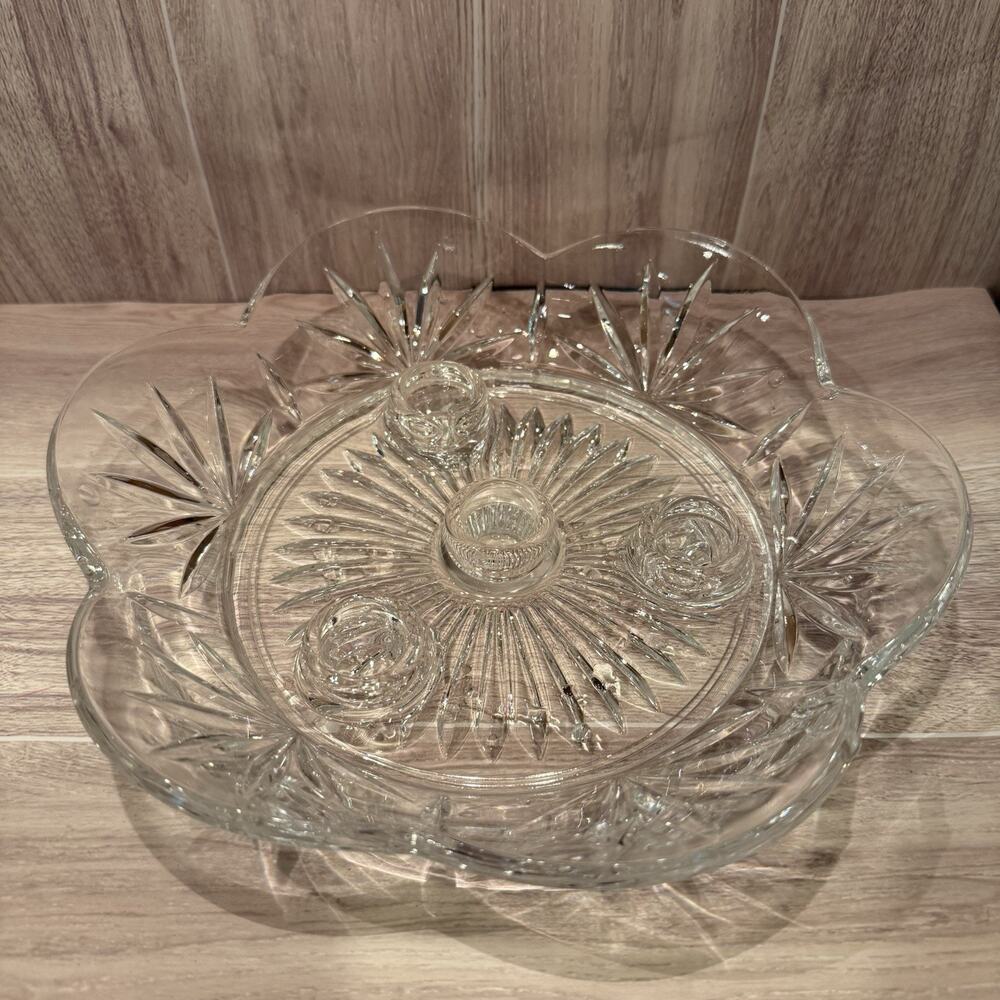 Princess House Crystal Highlights Pattern 4 Light Round Candle Centerpiece